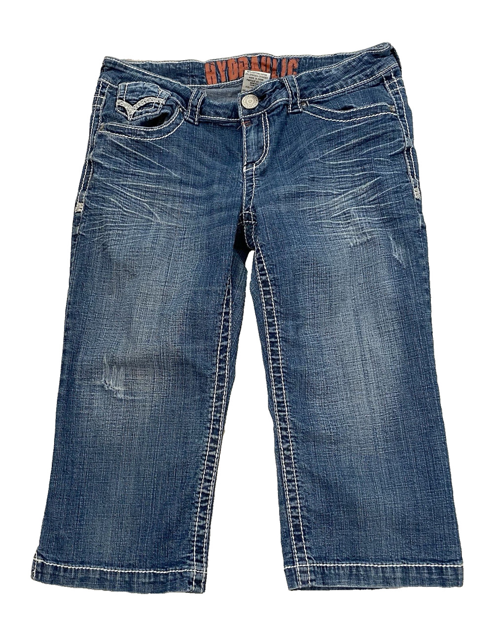 Hydralic Denim Capris Womens Size 9/10 Embellished Pocket Western Cowgirl Jeans